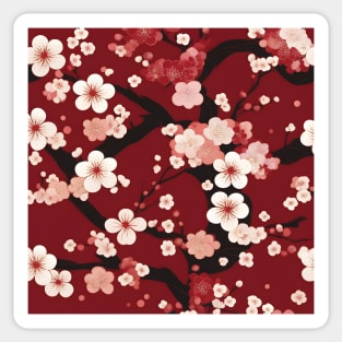 Traditional Japanese Plum Blossom Kimono Pattern Sticker